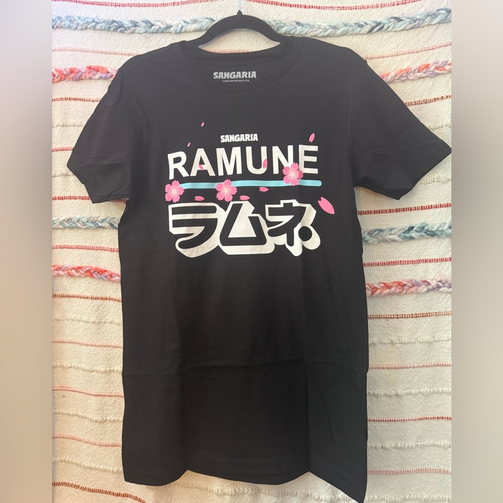 Signature by Sangria Black‎ T-Shirt with Pink and White Accents